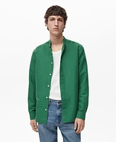 Mango Men's Mao Collar Linen Shirt