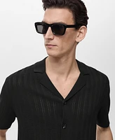 Mango Men's Pointelle Detail Knitted Shirt