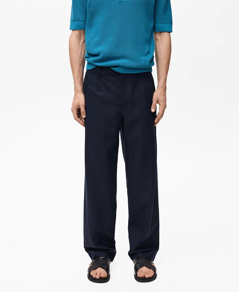 Mango Men's Linen Lyocell Regular-Fit Pants