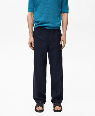Mango Men's Linen Lyocell Regular-Fit Pants
