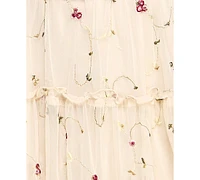 Row A Juniors' Embroidered Sleeveless Mesh Dress