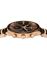 Rado Unisex Swiss Chronograph Centrix Brown Ceramic & Rose Gold Pvd Stainless Steel Bracelet Watch 41mm