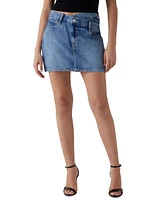 Guess Women's Gaia Crossover-Waist Denim Mini Skirt
