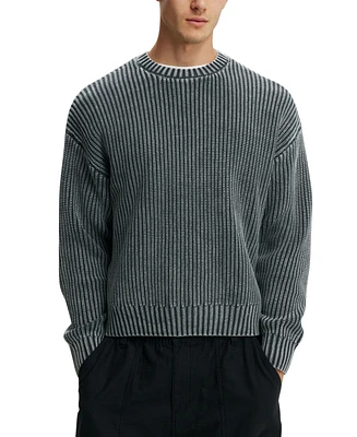 Cotton On Men's Washed Box Fit Crew Knit Sweater