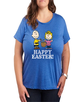 Hybrid Apparel Plus Peanuts Happy Easter Graphic Crew Neck T-Shirt