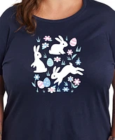 Hybrid Apparel Plus Bunny Easter Graphic Crew Neck T-Shirt