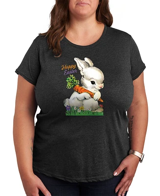 Hybrid Apparel Plus Vintage Easter Bunny Graphic Crew Neck T-Shirt