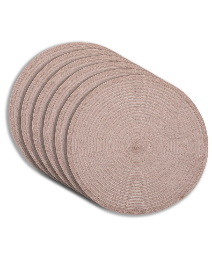 Dainty Home Lurex 15" Round Woven Placemats Set of 6 - Durable, Reversible & Non-Slip Table Mats