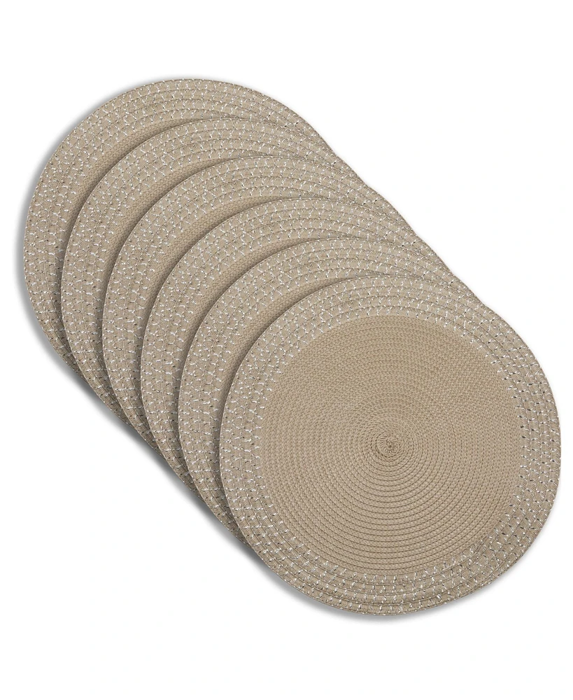 Dainty Home Sparkles 15" Round Woven Placemats Set of 6 - Durable, Reversible & Non-Slip Table Mats