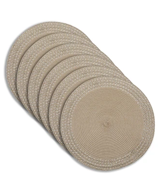Dainty Home Sparkles 15" Round Woven Placemats Set of 6 - Durable, Reversible & Non-Slip Table Mats