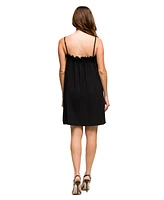24seven Comfort Apparel Women's Square Neck Spaghetti Strap Smocked Pocket Mini Dress