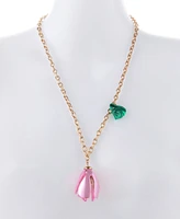 Betsey Johnson Faux Stone Garden Glam Tulip Pendant Necklace