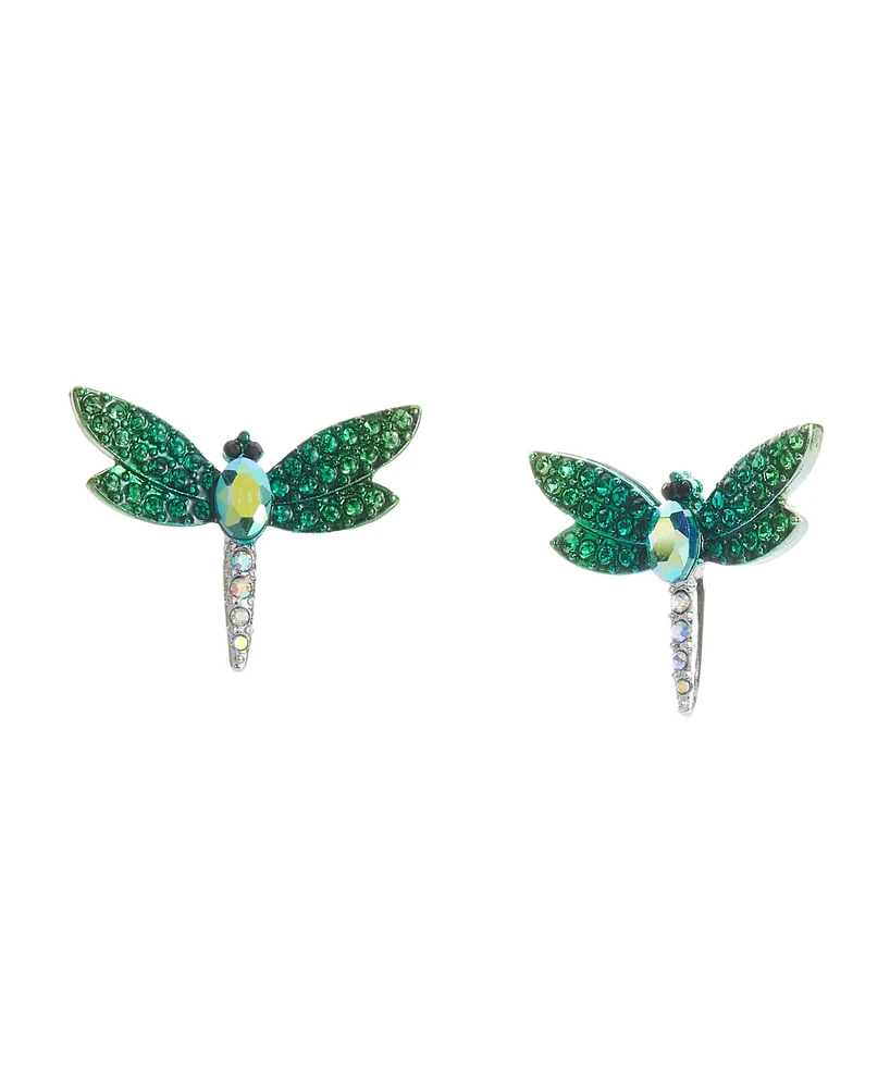 Betsey Johnson Faux Stone Garden Glam Dragonfly Stud Earrings
