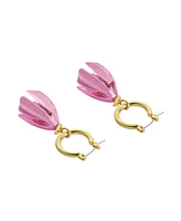Betsey Johnson Faux Stone Garden Glam Tulip Huggie Earrings