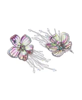 Betsey Johnson Faux Stone Garden Glam Flower Fringe Drop Earrings