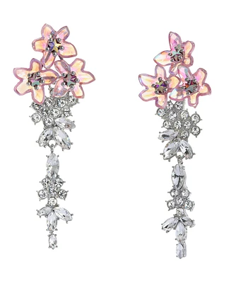 Betsey Johnson Faux Stone Garden Glam Flower Chandelier Earrings