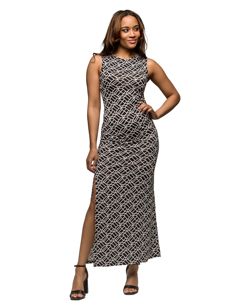 24seven Comfort Apparel Women's Sleeveless Side Slit Maxi Dress