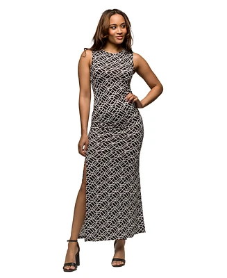 24seven Comfort Apparel Women's Sleeveless Side Slit Maxi Dress