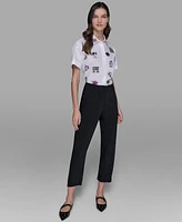 Karl Lagerfeld Paris Women's Tabbed Cropped Pants