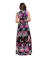 24seven Comfort Apparel Women's V Neck Empire Waist Sleeveless Maxi Dress