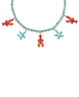 Betsey Johnson Mermaid Jewels Lobster Starfish Charm Tennis Necklace
