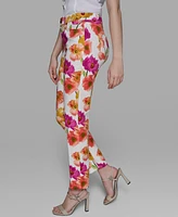 Karl Lagerfeld Paris Women's Floral-Print Straight-Leg Pants