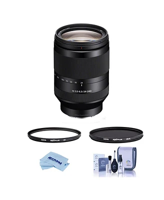 Sony Fe 24-240mm f/3.5-6.3 Oss Lens for Sony E, Bundle with Hoya Nxt Plus 72mm Uv+Cpl Filter Kit, Cleaning Kit, Cleaning Cloth