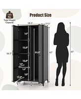 Pe Rattan Wicker Wardrobe with 2 Doors and Hanging Rod – Elegant Storage Cabinet for Bedroom or Closet