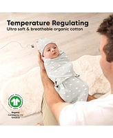 KeaBabies 3-Pack Organic Baby Swaddle Sleep Sacks with Knot Hats, Newborn Swaddles Wrap 0-3 Months, Ergonomic Wearable Blanket