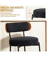 Dyhome 24 inches Bar Stools Set of 3, Modern Counter Height with Wood Back for Kitchen Island, Boucle Fabric Upholstered Barstools Home