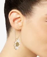 Betsey Johnson Pave Daisy Flower Long Drop Earrings