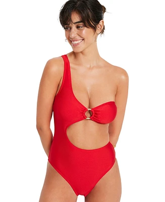 Lscn by Lascana Women's One Shoulder Piece Swimsuit