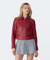 Furniq Uk Women's Bomber Leather Jacket, Created for Macy's