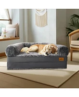 Bingopaw Giant Orthopedic Dog Bed w/Waterproof & LeatherTrim for Pets