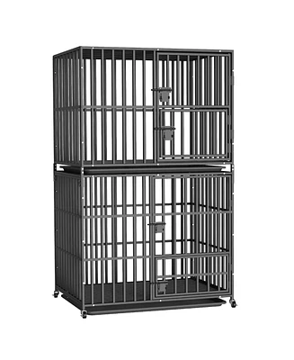Bingopaw Stackable Heavy-Duty Dog Cage With Casters and Tray