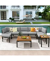 Mondawe Modern Outdoor Sectional Sofa Set Conversation with Cushions for Patio