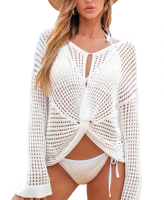Cupshe Women's Soft Currents White Cover-Up Top