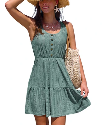 Cupshe Women's Breezy Crochet Lace Tiered Beach Cover Up Dress
