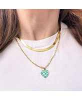 The Lovery Teal Enamel Heart Charm 14K Gold