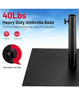 Gymax 9 Ft Patio Table Market Umbrella w/ 18 Solar Led Lights & Heavy-duty Base