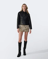 Furniq Uk Women's Cropped Leather Jacket
