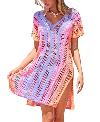 Cupshe Women's Berry Sorbet Ombre Cover-Up Mini Beach Dress