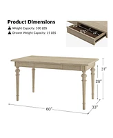 Pintu Farmhouse Dining Table With Drawer