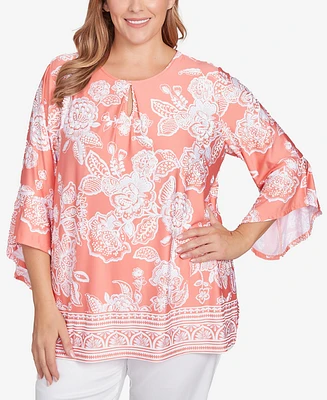 Ruby Rd. Plus Puff Print Ruffle Top