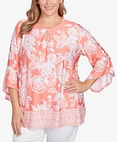Ruby Rd. Plus Puff Print Ruffle Top