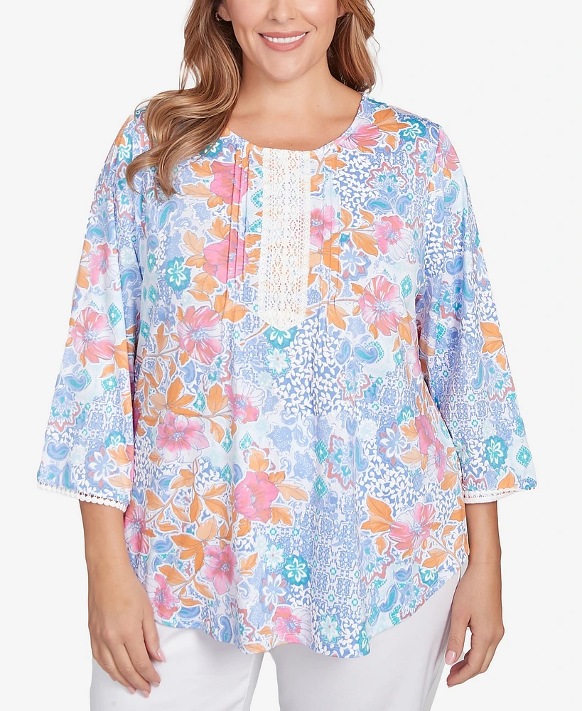 Ruby Rd. Plus Floral Puff Print Top