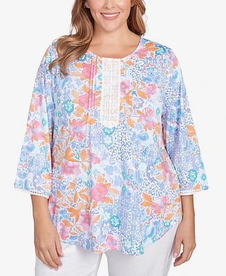 Ruby Rd. Plus Floral Puff Print Top