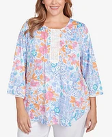Ruby Rd. Plus Floral Puff Print Top