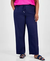Jones New York Plus Linen-Blend Drawstring Pants