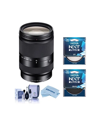 Sony E 18-200mm f/3.5-6.3 Oss Le Lens for Sony E, Bundle with Hoya Nxt Plus 62mm Uv+Cpl Filter Kit, Cleaning Kit, Cleaning Cloth